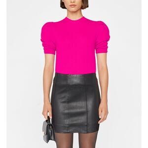 Frame Ruched Sleeve Pink Cashmere Sweater Size XS